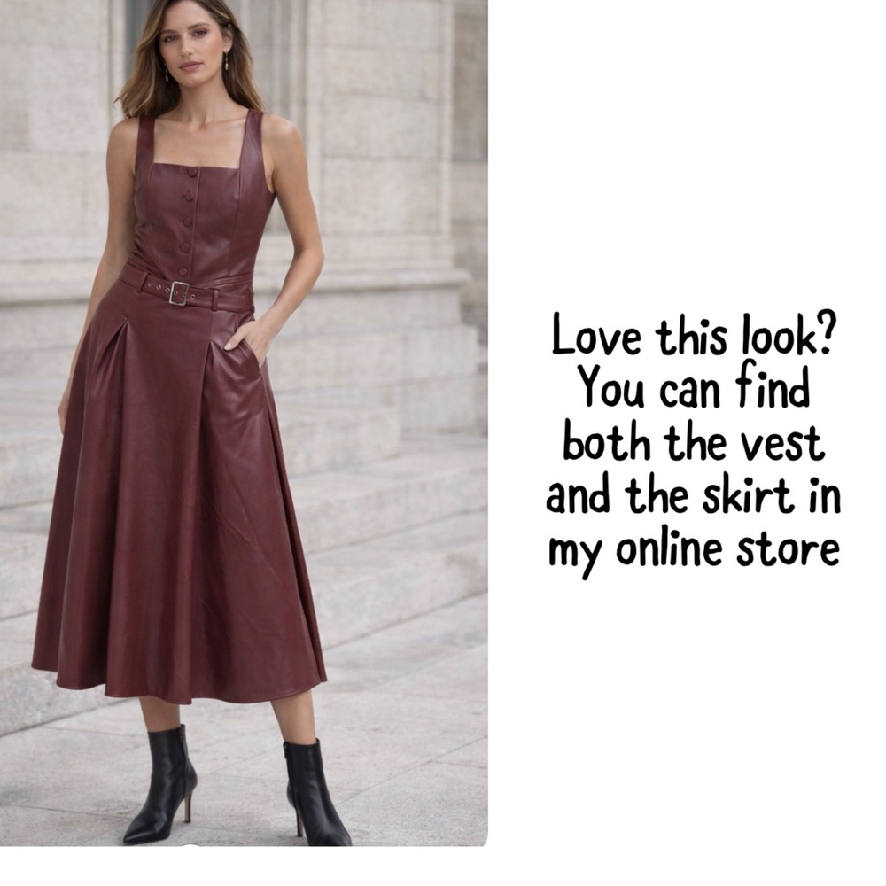 LAST CHANCE DRA Saskia Faux Leather A-Line Midi Skirt